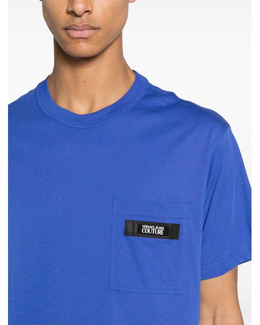 Versace T-Shirt mit Logo-Patch in Blue für Herren