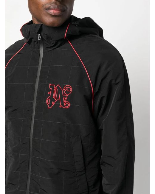 Palm Angels Black Logo-Embroidered Shell Jacket