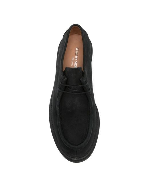 SERGIO MORETTI FIRENZE Black Lace-Up Lug-Sole Derby Shoes