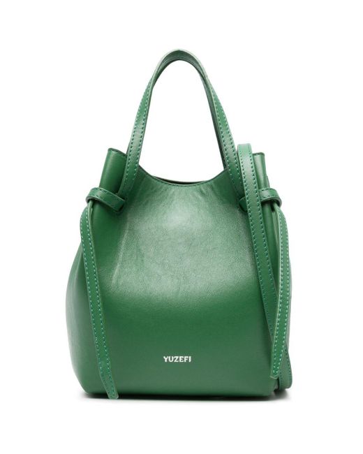 Yuzefi Green Large Mochi Leather Tote Bag