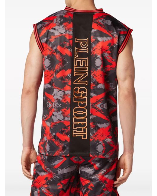Philipp Plein Red Débardeur À Logo Imprimé for men