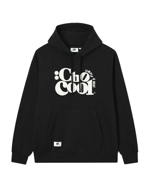 Chocoolate Black Logo-Print Hooded Sweatshirt for men
