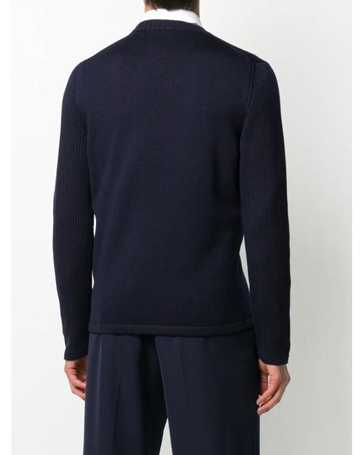 Prada Blue Wool Sweater for men