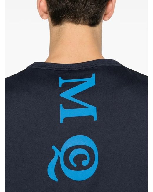 McQueen Blue Logo-Print T-Shirt for men