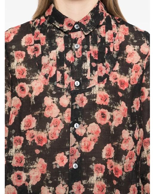 R13 Black Shrunken Pleated Blouse