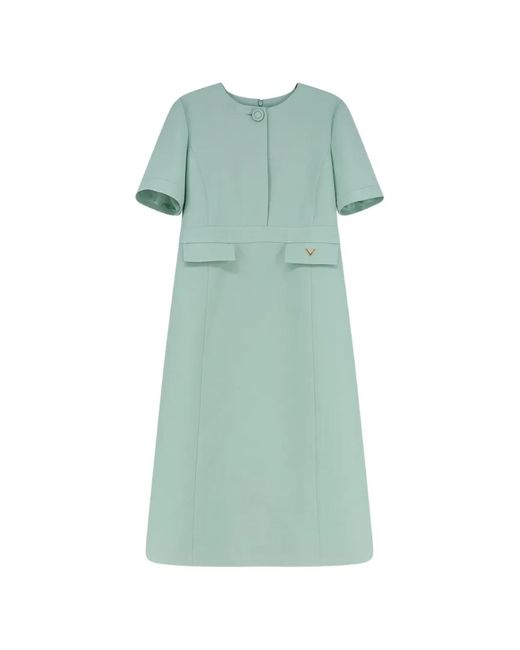 Valentino Garavani Green Vlogo-Plaque Short-Sleeve Midi Dress