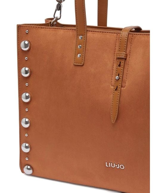 Liu Jo Brown Large Studded Tote Bag