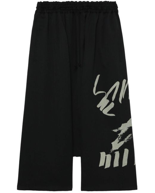 Pantalon court à imprimé Test Drawing Y's Yohji Yamamoto en coloris Black