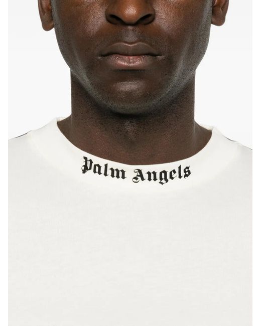 Palm Angels White Logo-Print T-Shirt for men