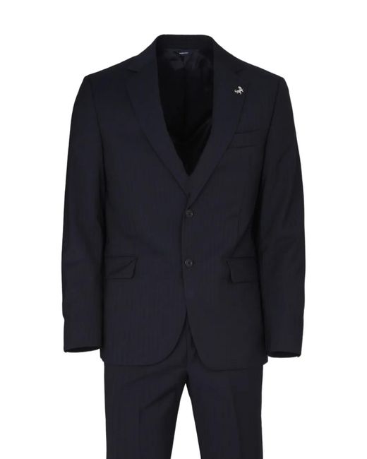 Tombolini Blue Pinstripe-Pattern Single-Breasted Suits for men