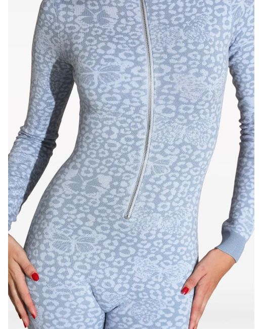 Fleur du Mal Blue Knitted Catsuit