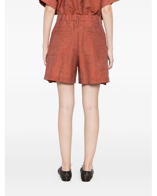Brunello Cucinelli Red Geometric Pattern Shorts