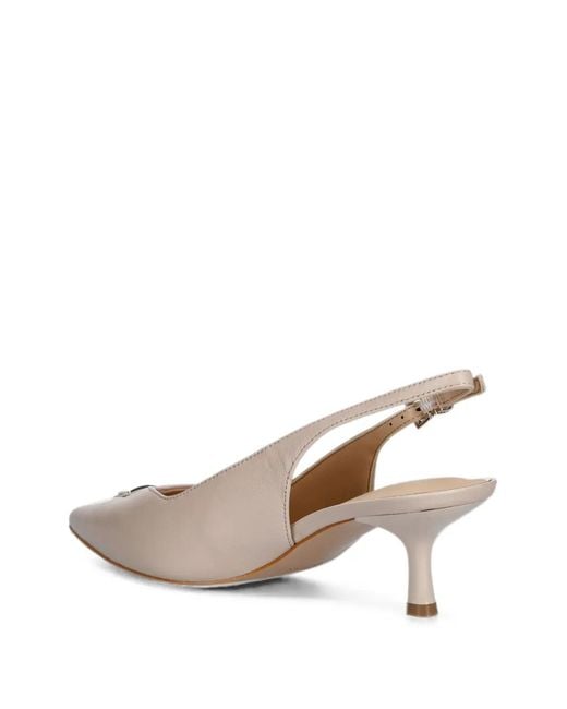 Guess Natural Logo-Plaque Slingback Pumps