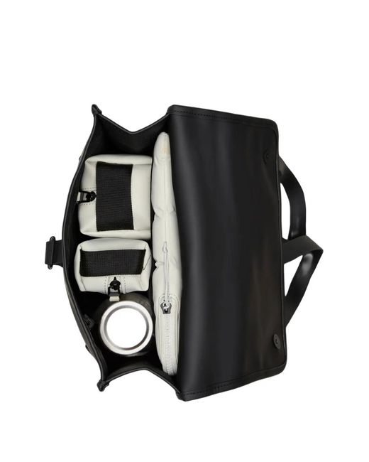 Rains Black Flap Strap Backpack