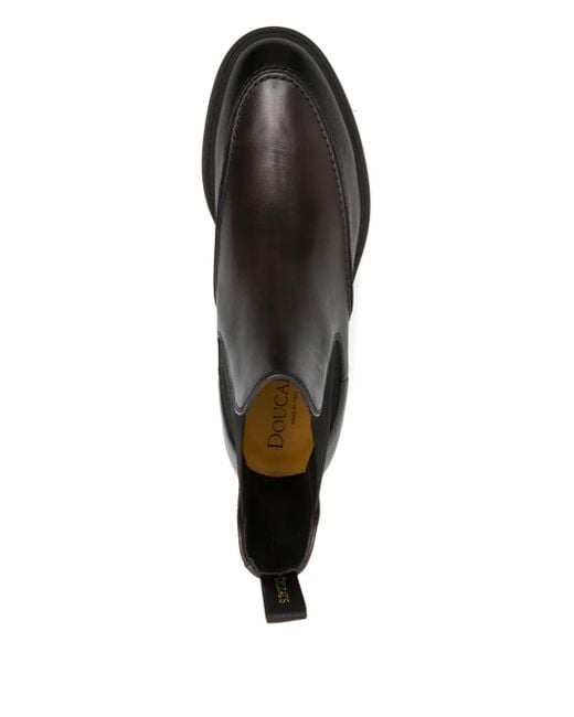 Doucal's Black Elastic-Panel Leather Boots for men