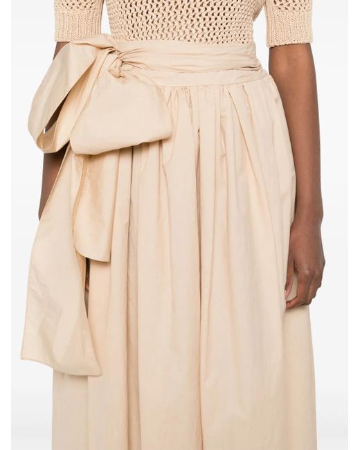 Fabiana Filippi Natural Pleated Midi Skirt