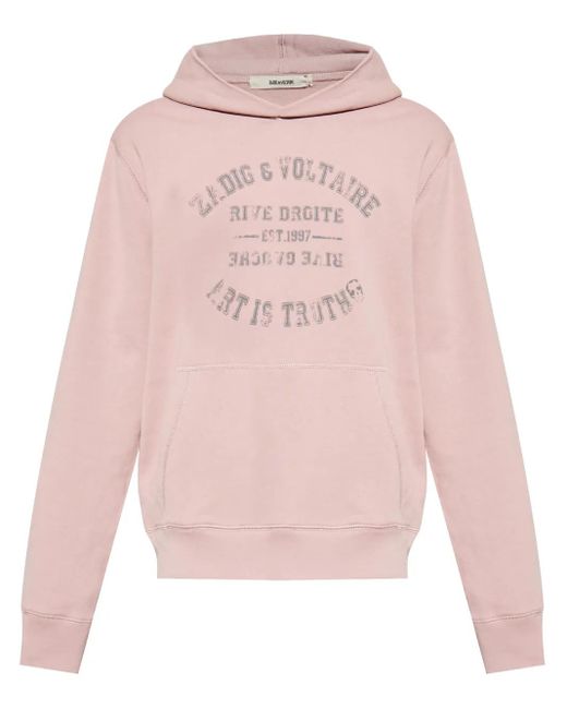 Zadig & Voltaire Pink Logo-Print Hoodie for men
