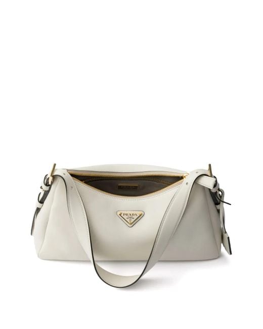 Prada Gray Medium Leather Aimée Shoulder Bag