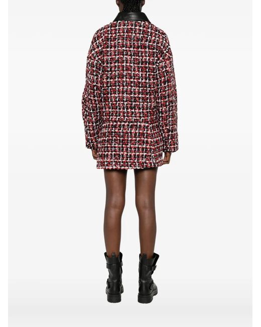 IRO Red Nuffy Tweed Leather-Collar Jacket