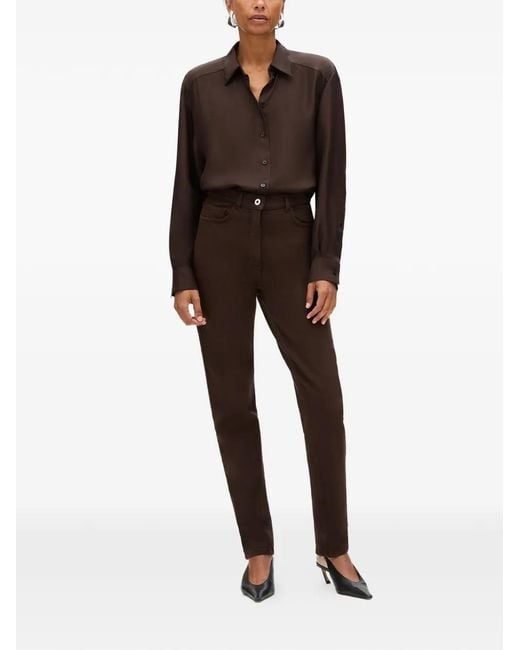 Another Tomorrow Brown Slim-Fit Jeans
