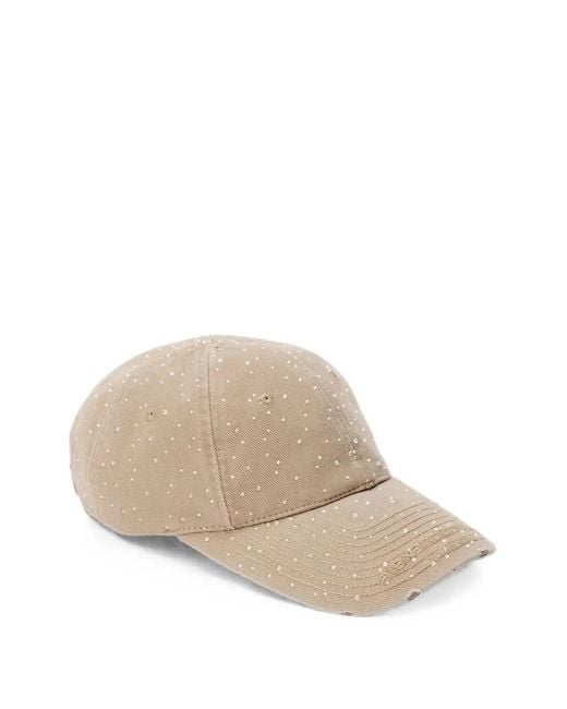 Alexander Wang Natural Crystal-Embellished Distressed Baseball Cap