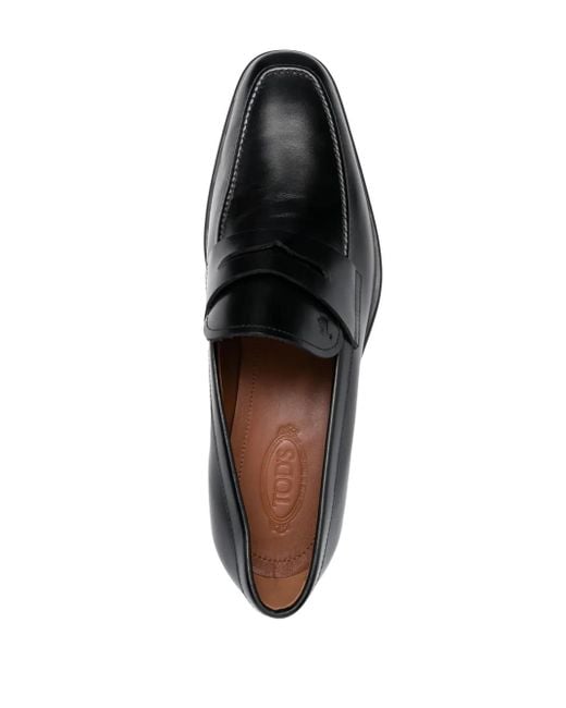 Tod's Black Square-Toe High-Shine Loafers for men