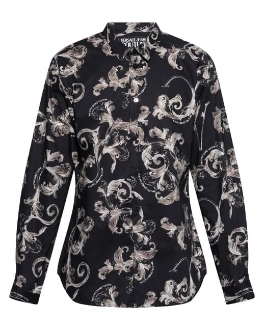 Camicia Barocco Con Stampa di Versace Jeans Couture in Black da Uomo