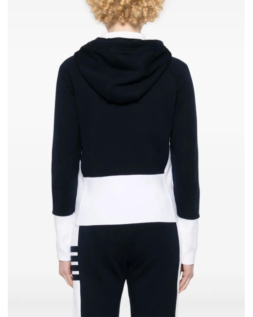 Thom Browne Black Color Block Classic Loopback Zip-Up Hoodie
