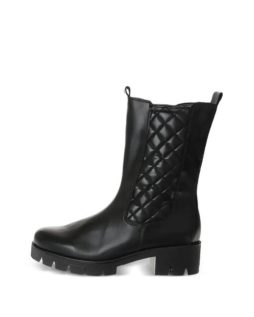 Gabor Black Quilted-Design Boots