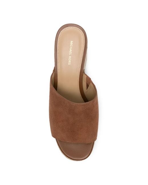 MICHAEL Michael Kors Brown Mayes Stud-Embellished Wedge Espadrilles