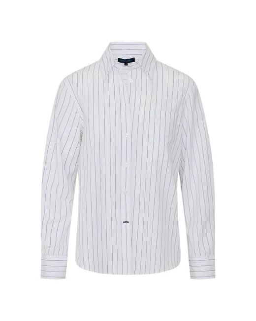 Patrick Assaraf White Vertical-Stripe Cotton Shirt