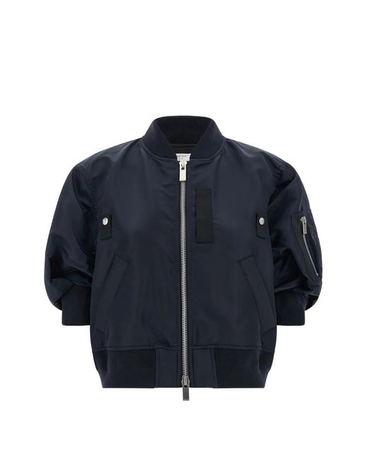 Sacai Blue Three-Quarter Sleeve Bomber Jacket