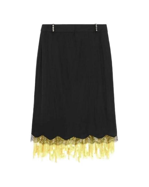 16Arlington Black Jupe Mi-Longue Vea Bordée De Dentelle