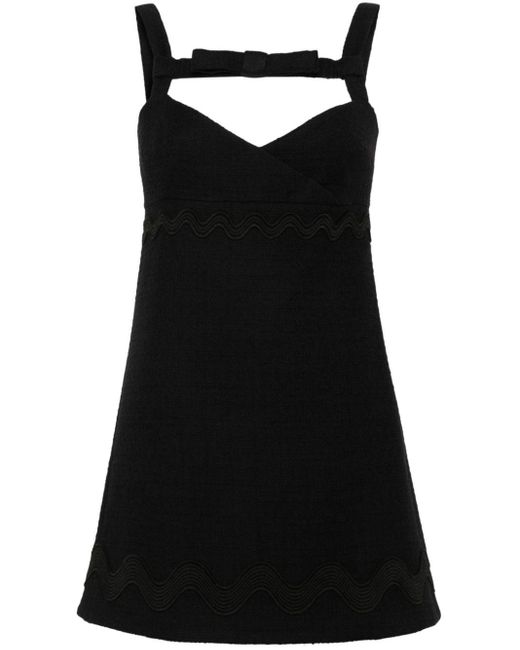 Patou Black Scallop-Trim Mini Dress