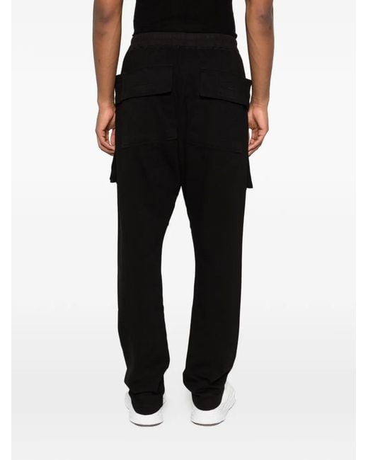 Rick Owens Black Drawstring Cotton Trousers for men