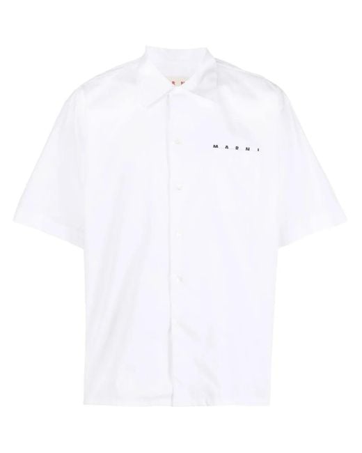 Marni Bowlinghemd Mit Logo-Print in White für Herren