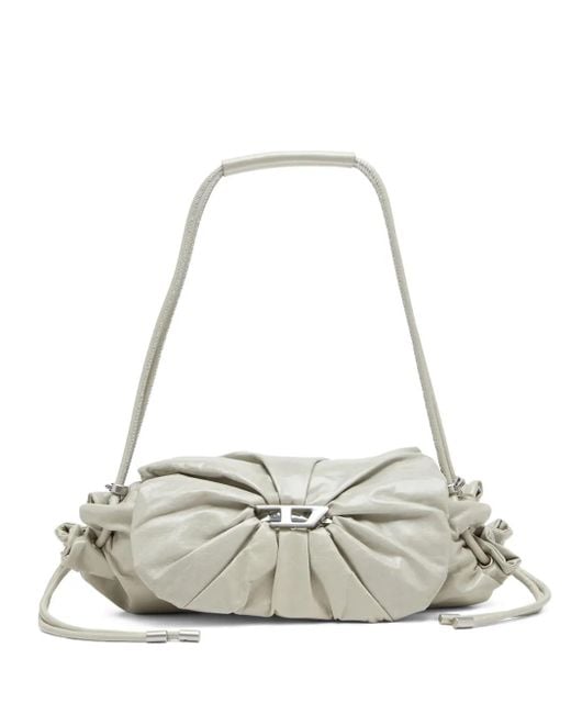 DIESEL White Scrunch Leather Shoulder Bag