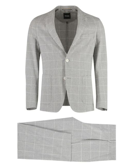 メンズ Boss チェック スーツ Gray