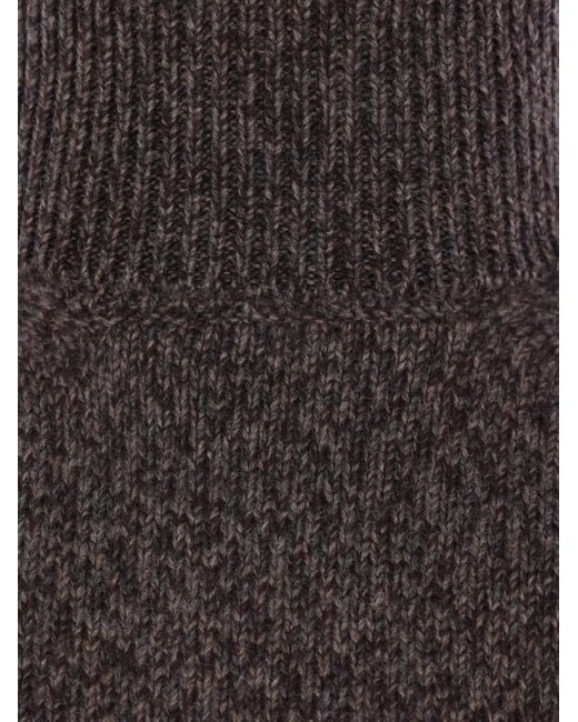 Agnona Gray Ribbed High-Neck Cashmere Sweater for men