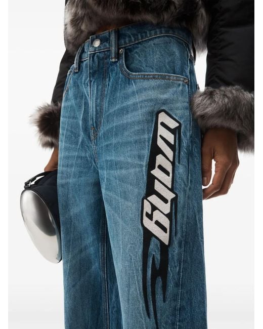 Alexander Wang Blue Logo-Patch Ballloon Jeans