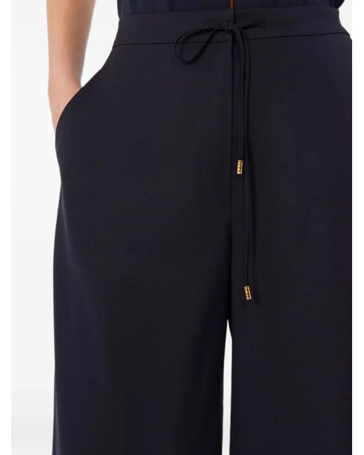 Max Mara Blue Drawstring Wide-Leg Trousers