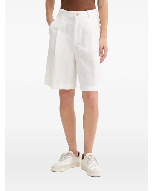 Marc O' Polo White Pleated-Detail Shorts