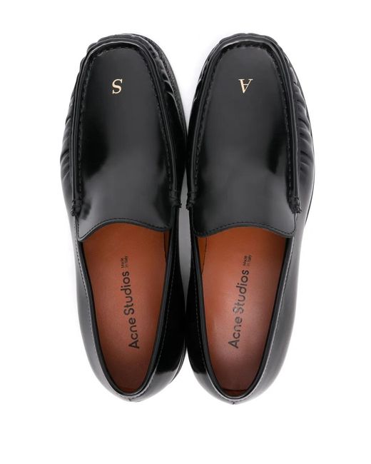 Acne Leren Loafers in het Black voor heren