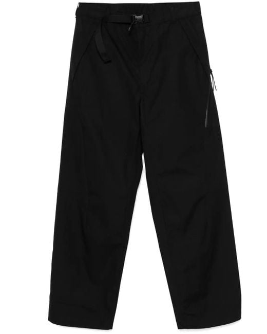 C P Company Black Logo-Patch Cargo Trousers for men