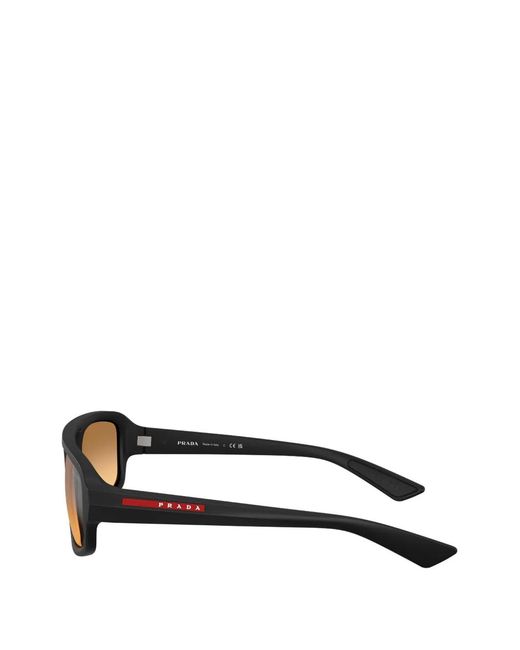 Prada Linea Rossa Black Pilot-Frame Sunglasses for men