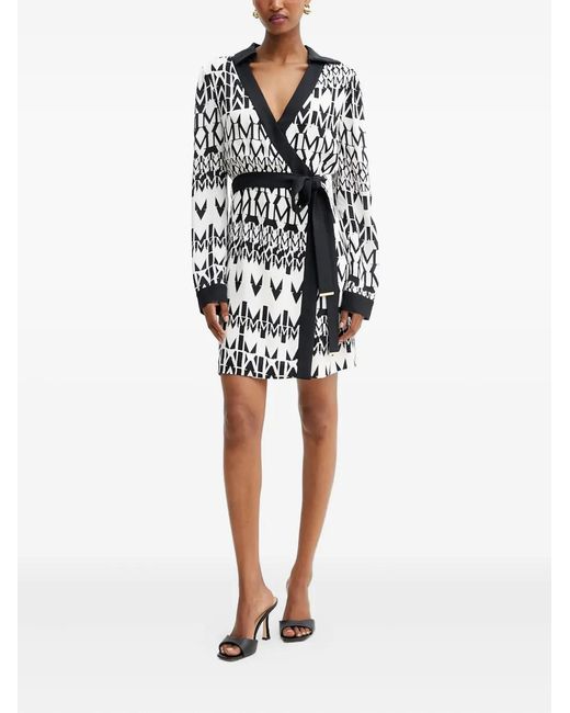 Marciano White Print-Detail Belted Mini Dress