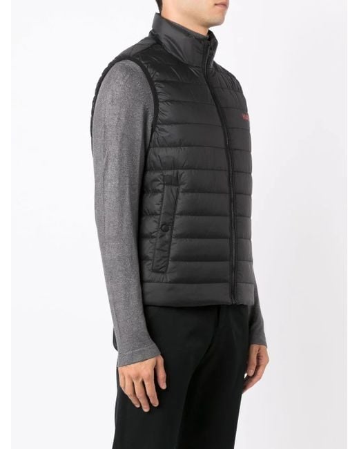 HUGO Black Padded Zip-Up Gilet for men