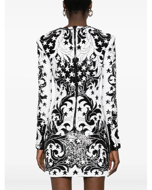 Balmain Black Sequinned Mini Dress