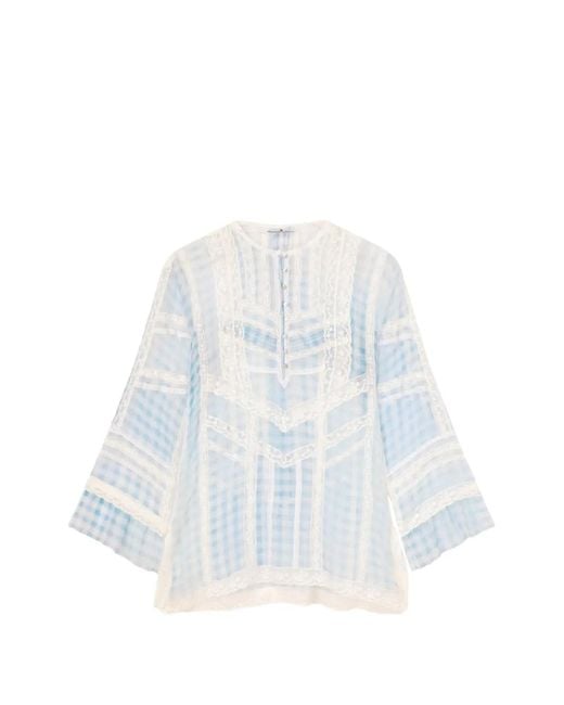 Ermanno Scervino White Blouse En Soie À Imprimé Graphique
