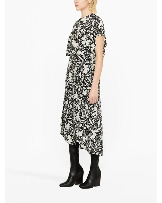 Stella McCartney Black Forest Floral-Print Silk Dress